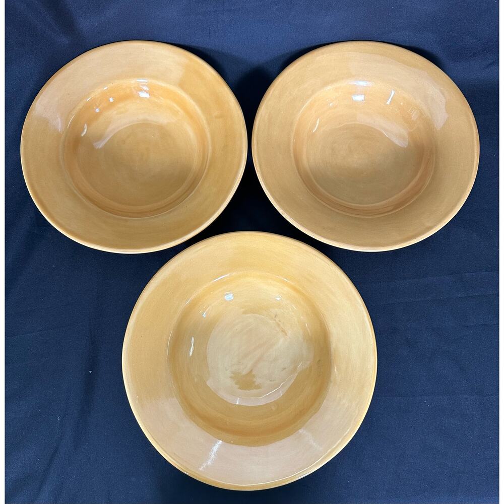 Wide Rim Pasta Soup Bowls Amber One Everywhere Mexico Two Unmarked-Set of 3